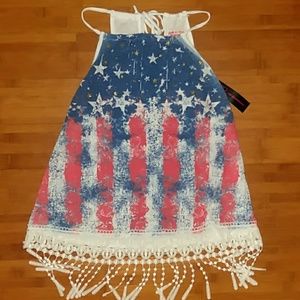 NWT flag fringe shirt